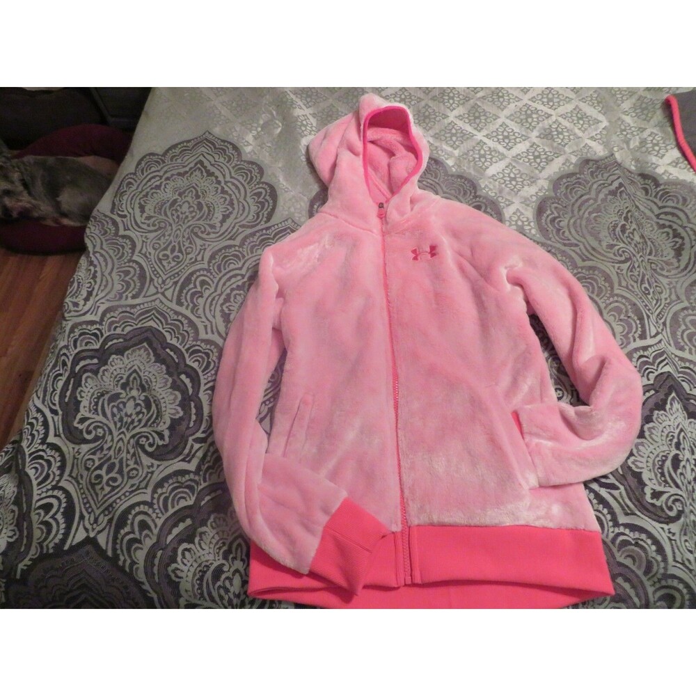 NWT Girls Pink Fleece Under Armour Jacket, Size L